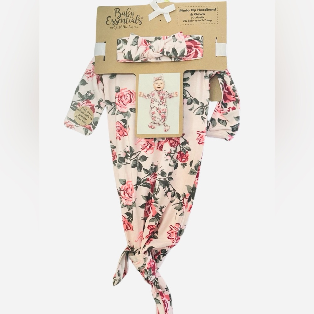 Baby Photo Op Gown & Headband - Girls size 0-3 months